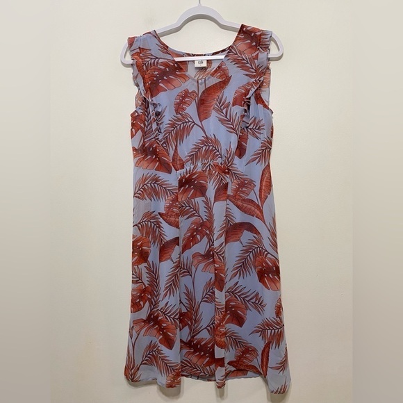 Cabi Isabel Palm Leaf Ruffle Chiffon Dress - Picture 2 of 7